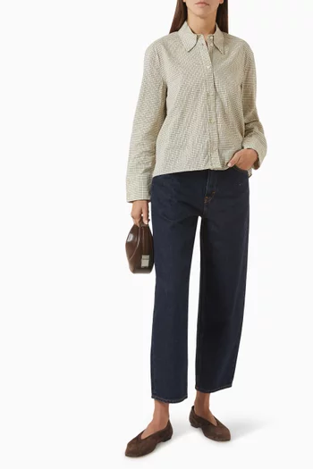 Fringed Checked Shirt in Linen-cotton