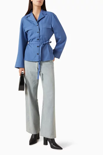 Belted Workwear Shirt in Merino-blend