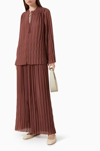 Tie-front Pleated Top in Georgette