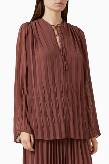 Tie-front Pleated Top in Georgette