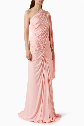 One-shoulder Ruched Dress in Jersey