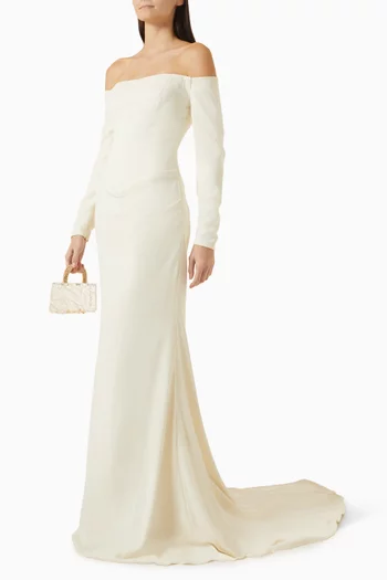 Off-shoulder Gown in Crepe