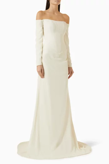 Off-shoulder Gown in Crepe