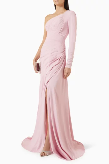 One-shoulder Gown in Crepe