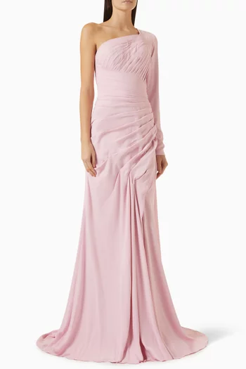 One-shoulder Gown in Crepe