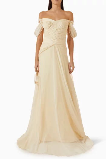 Off-shoulder Gown in Chiffon