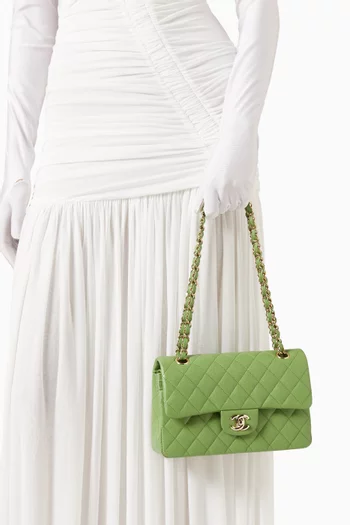 Double Flap Shoulder Bag in Quilted Caviar Leather