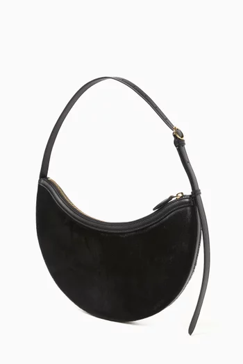 Small Demi Lune Shoulder Bag in Haircalf Leather