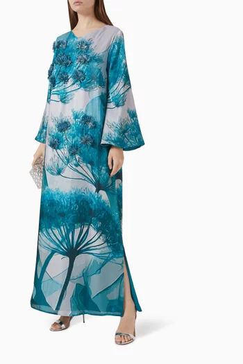 Floral-appliqué Kaftan