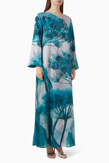 Floral-appliqué Kaftan