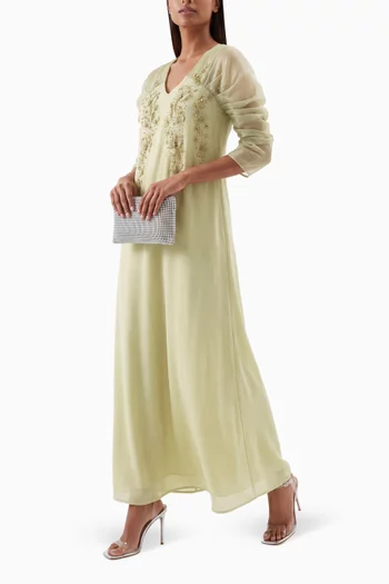 Bead-embellished Kaftan in Crepe