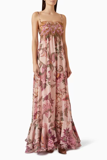 Boho-print Slip Gown