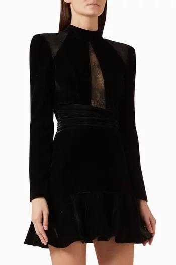 Maria Mini Dress in Velvet & Lace