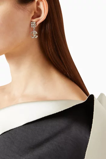 CC Crystal Drop Earrings in Silver-tone Brass
