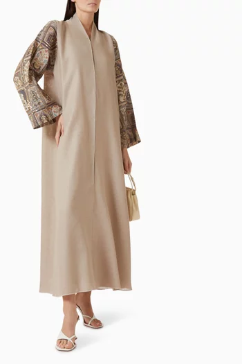 Mosaic Embroidered Abaya in Linen