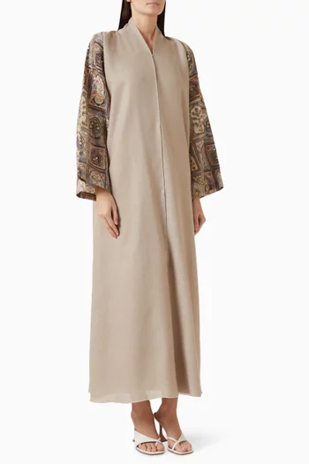 Mosaic Embroidered Abaya in Linen