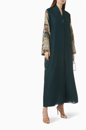 Mosaic Embroidered Abaya in Linen