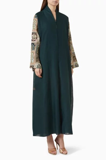 Mosaic Embroidered Abaya in Linen