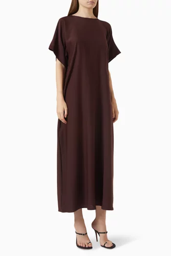 Shawl-lapel Abaya Set in Jacquard & Chiffon
