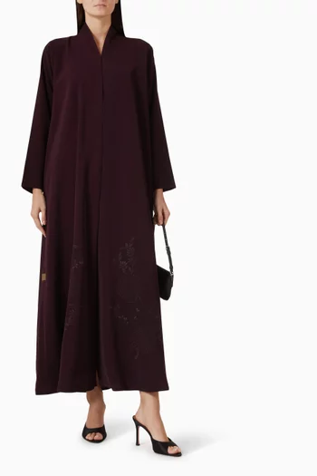 Tonal Thread Embroidered Abaya in Crepe