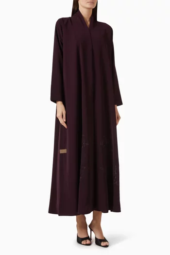 Tonal Thread Embroidered Abaya in Crepe