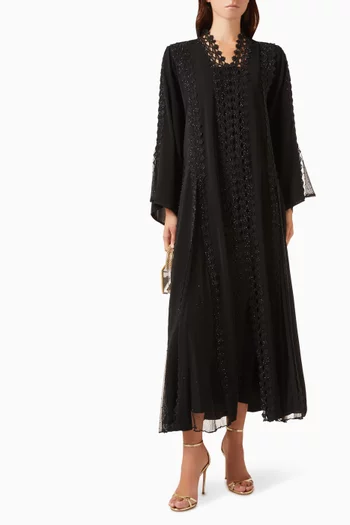 Lace-trim Abaya