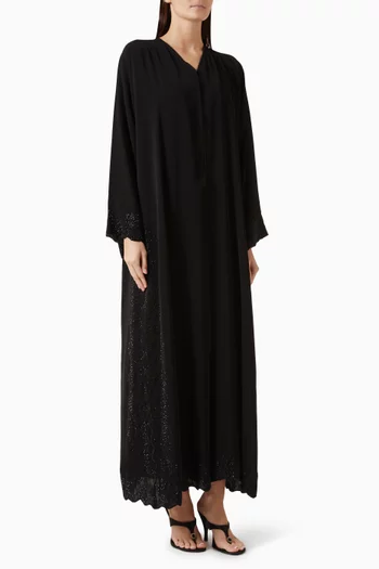 Embroidered Abaya in Nada