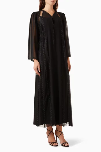 Embroidered Tulle-panel Abaya