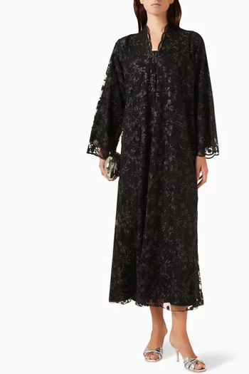 Bead-embellished Abaya in Lace