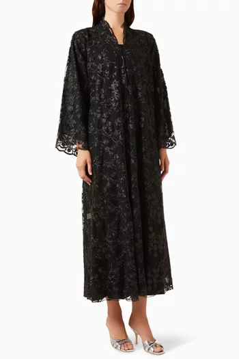 Bead-embellished Abaya in Lace