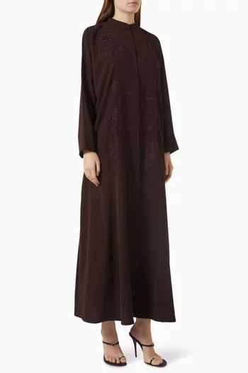 Tonal Thread Embroidered Abaya in Crepe
