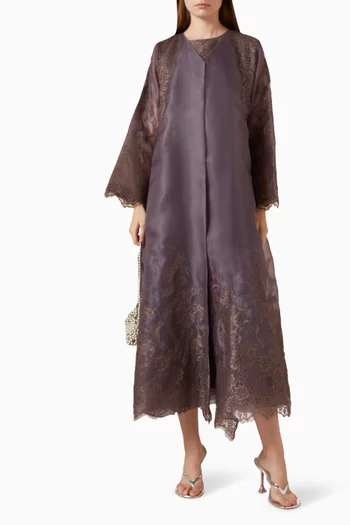 Lace-trim Abaya