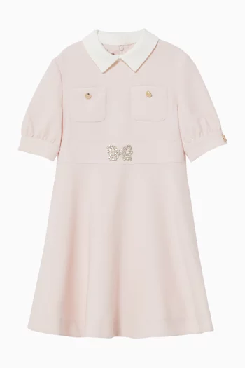 Crystal-bow Dress in Crepe
