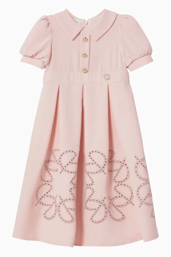 Embroidered Dress in Crepe
