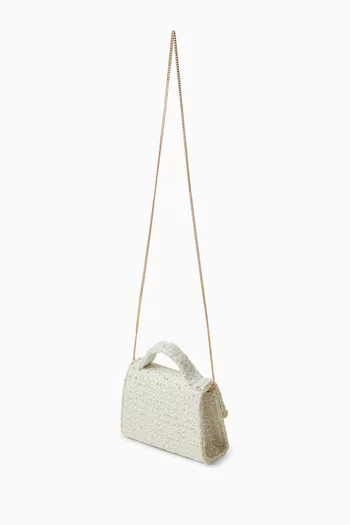 Top-handle Sequin-embellished Bag in Tweed Knit