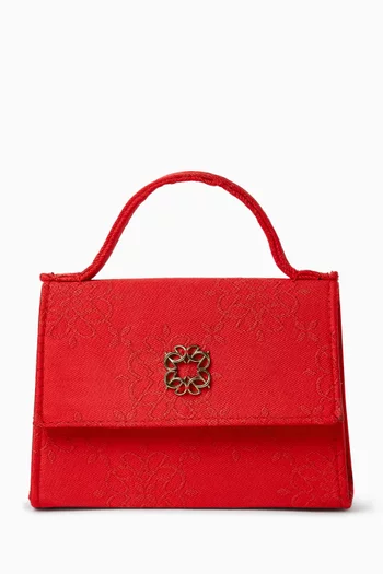 Top-handle Bag in Floral Jacquard