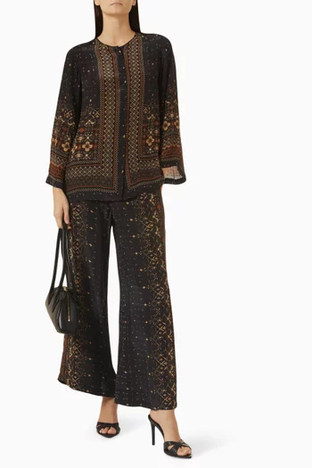Printed Top & Pants Set in Crepe