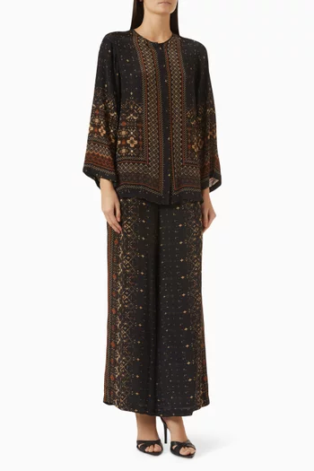 Printed Top & Pants Set in Crepe