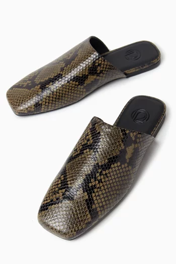 Serpent Mules in Snakeskin-embossed Leather
