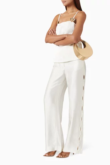 Braid Cut-out Pants in Satin