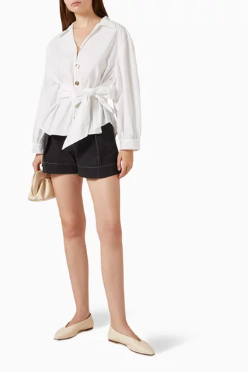 Caliena Tie-wast Shirt in Cotton Poplin