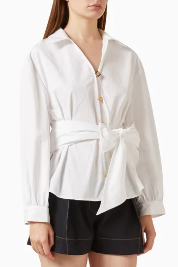 Caliena Tie-wast Shirt in Cotton Poplin