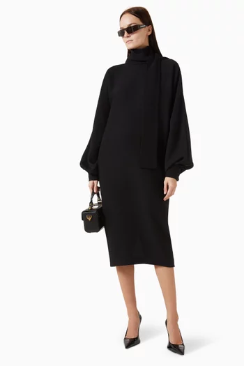High Neck Dress in Silk & Wool