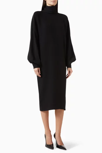 High Neck Dress in Silk & Wool