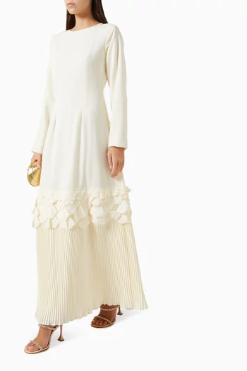 Leaf-appliqué Kaftan
