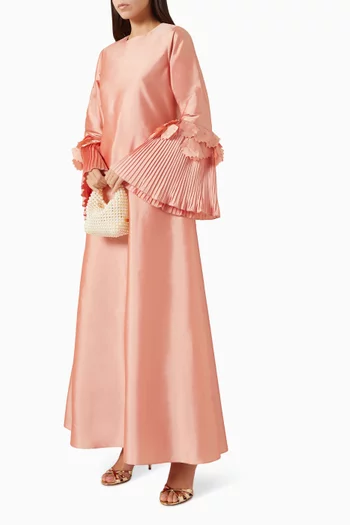 Leaf-appliqué Kaftan