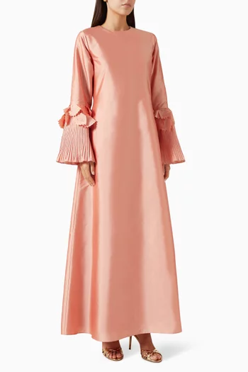 Leaf-appliqué Kaftan