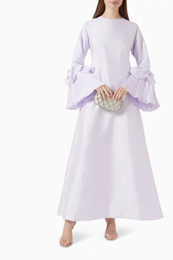 Leaf-appliqué Kaftan