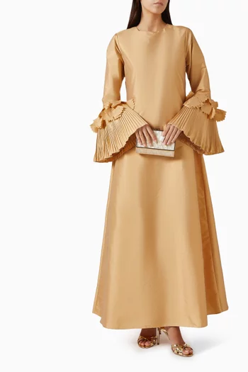 Leaf-appliqué Kaftan