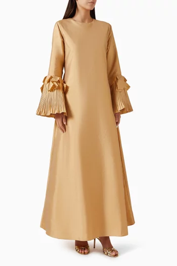 Leaf-appliqué Kaftan